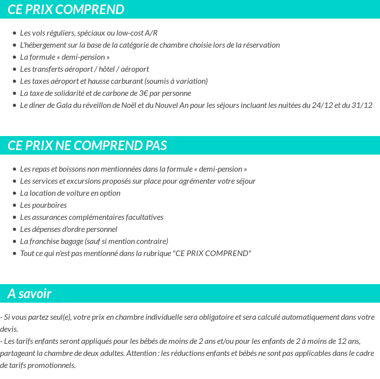 Conditions tarifaires