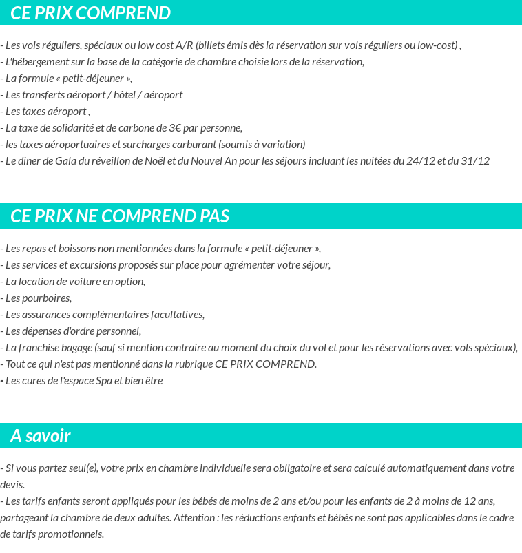 Conditions tarifaires