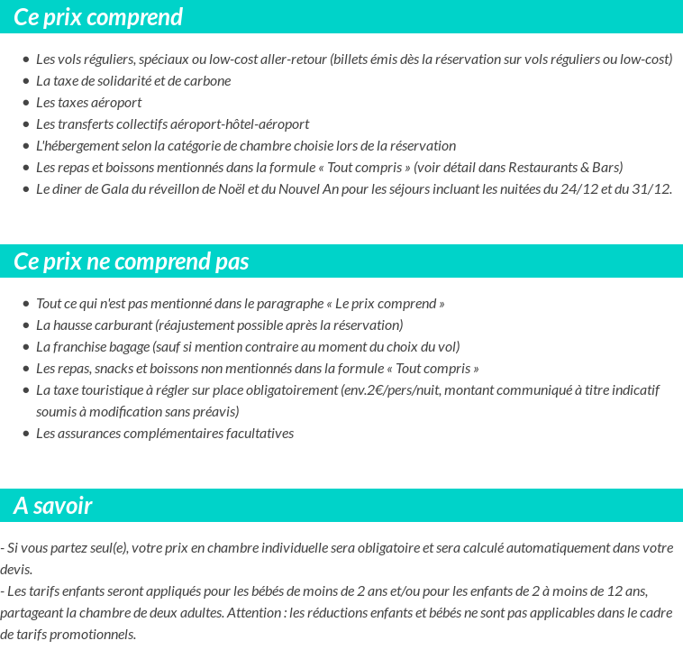 Conditions tarifaires