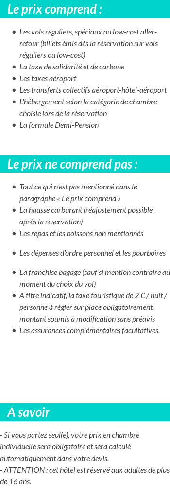 Conditions tarifaires