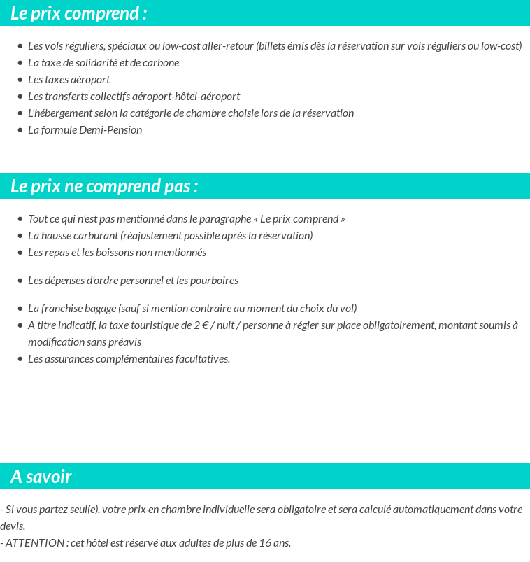 Conditions tarifaires