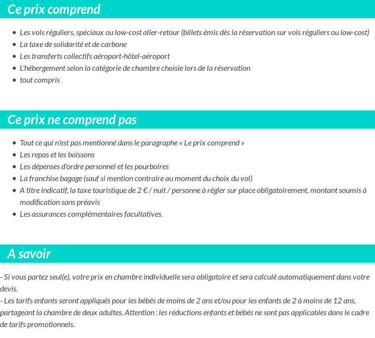 Conditions tarifaires