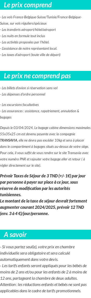 Conditions tarifaires