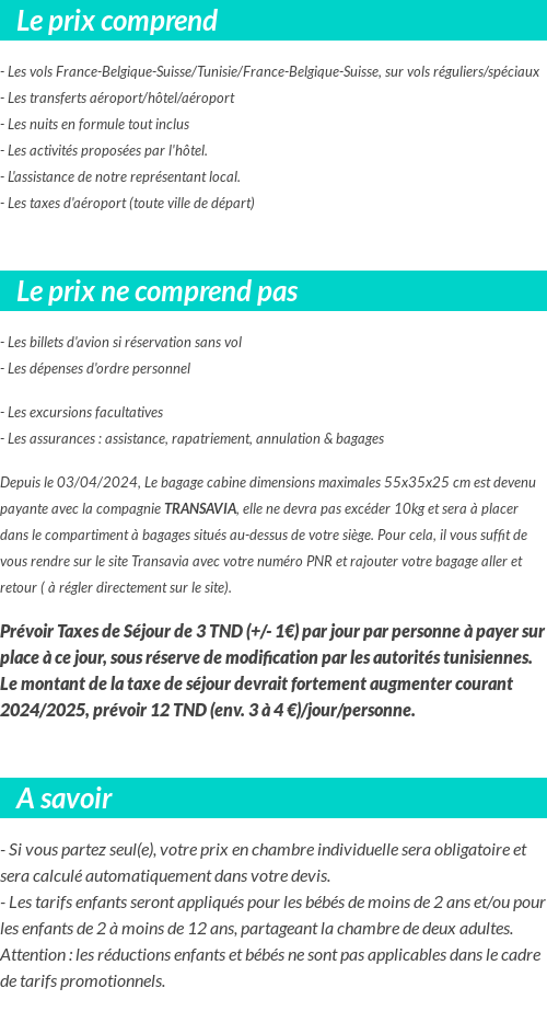 Conditions tarifaires