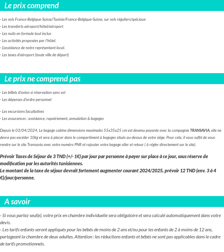 Conditions tarifaires