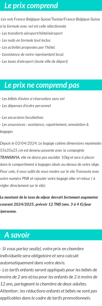 Conditions tarifaires