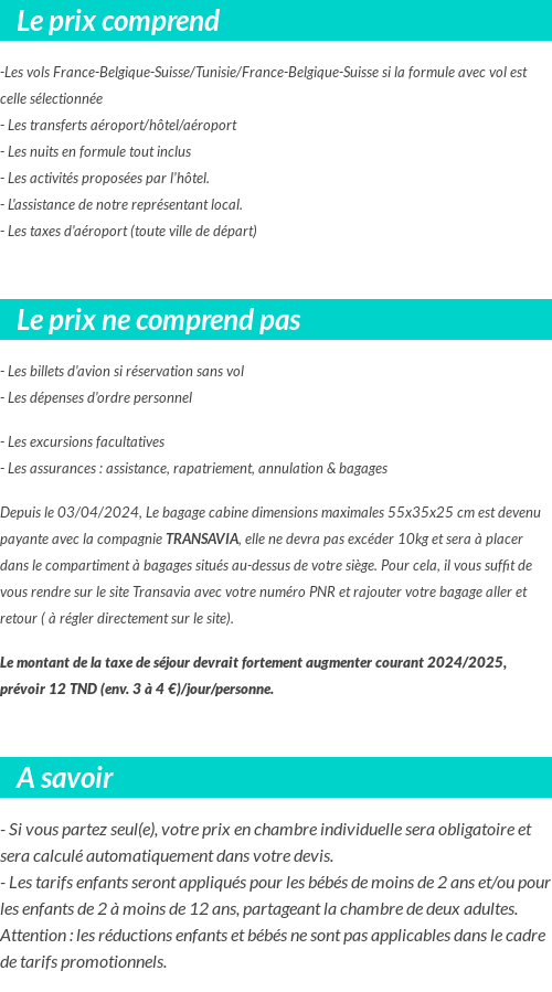 Conditions tarifaires