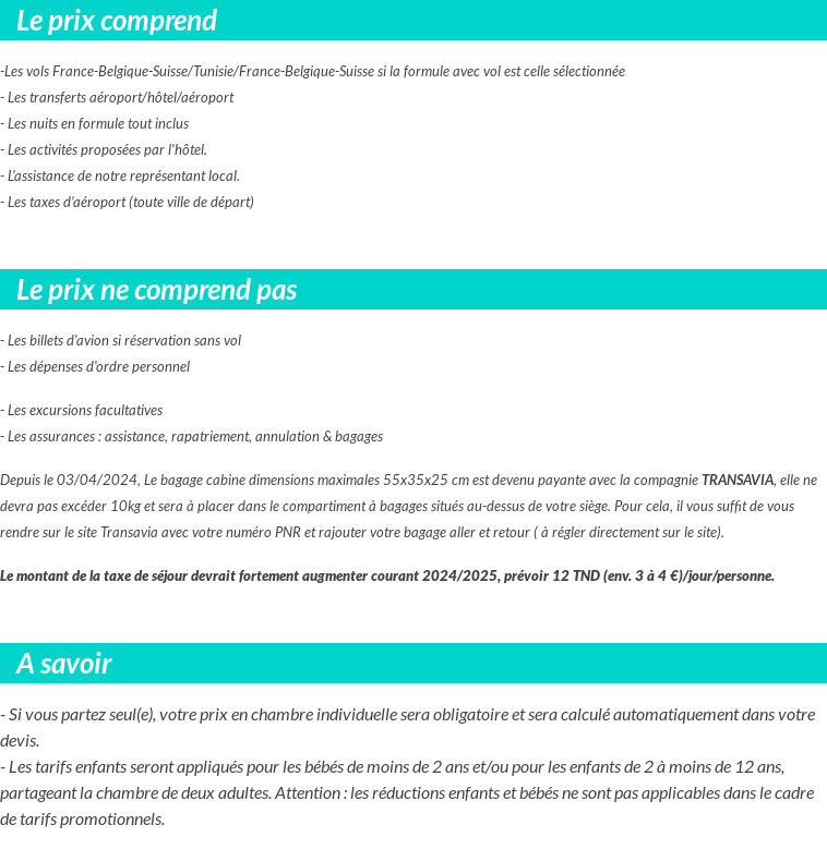 Conditions tarifaires
