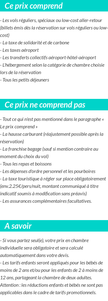 Conditions tarifaires