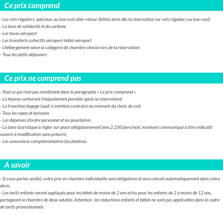Conditions tarifaires