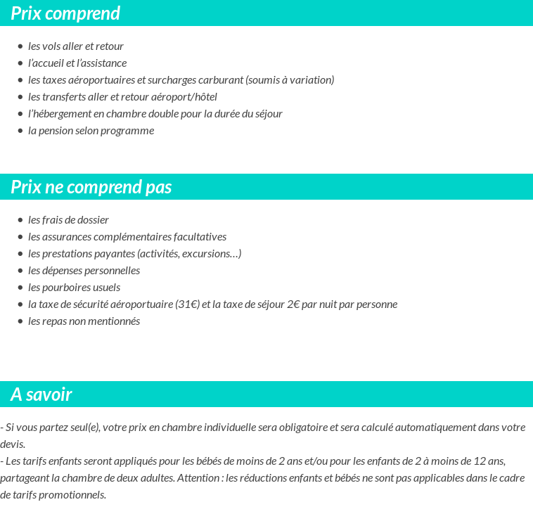 Conditions tarifaires