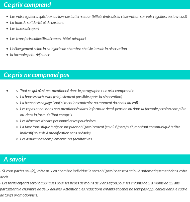 Conditions tarifaires