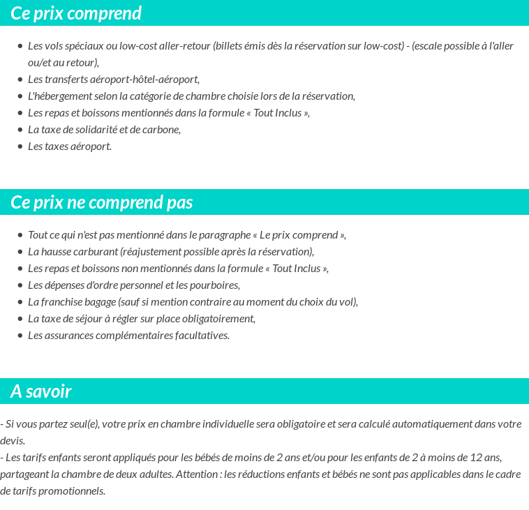 Conditions tarifaires