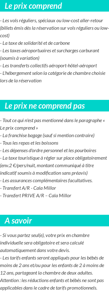 Conditions tarifaires