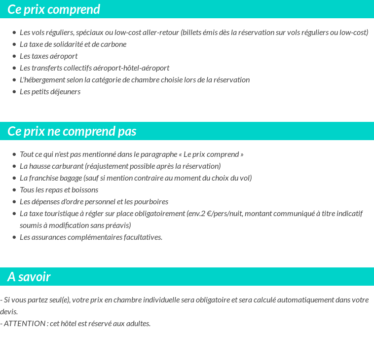 Conditions tarifaires