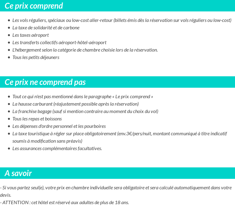 Conditions tarifaires