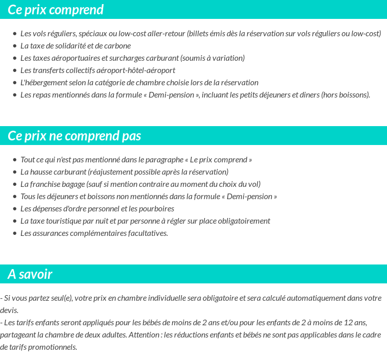 Conditions tarifaires