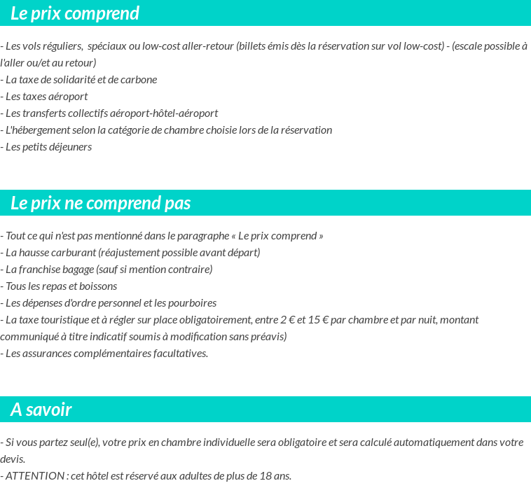 Conditions tarifaires