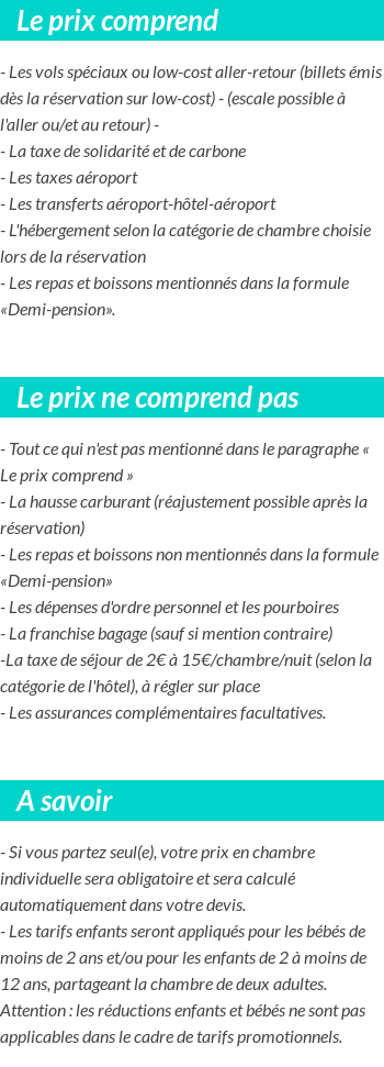 Conditions tarifaires