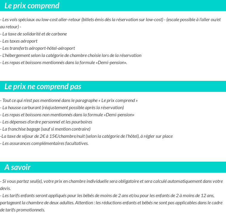 Conditions tarifaires