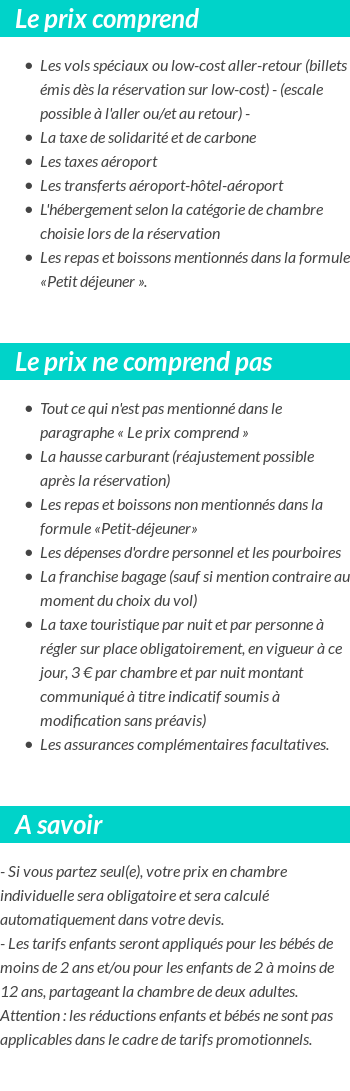 Conditions tarifaires