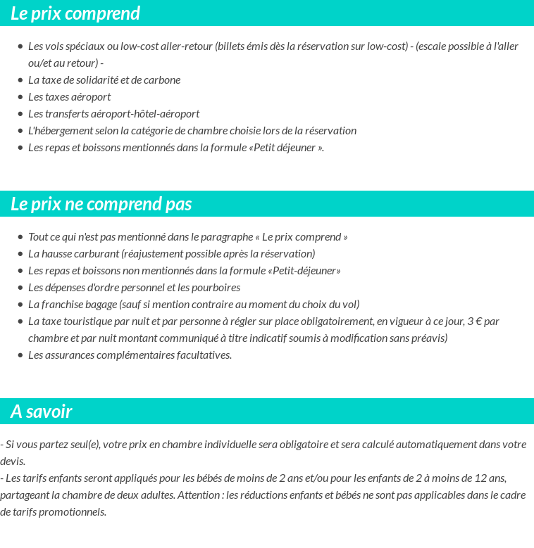 Conditions tarifaires