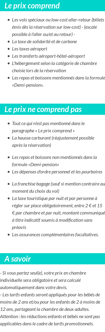 Conditions tarifaires
