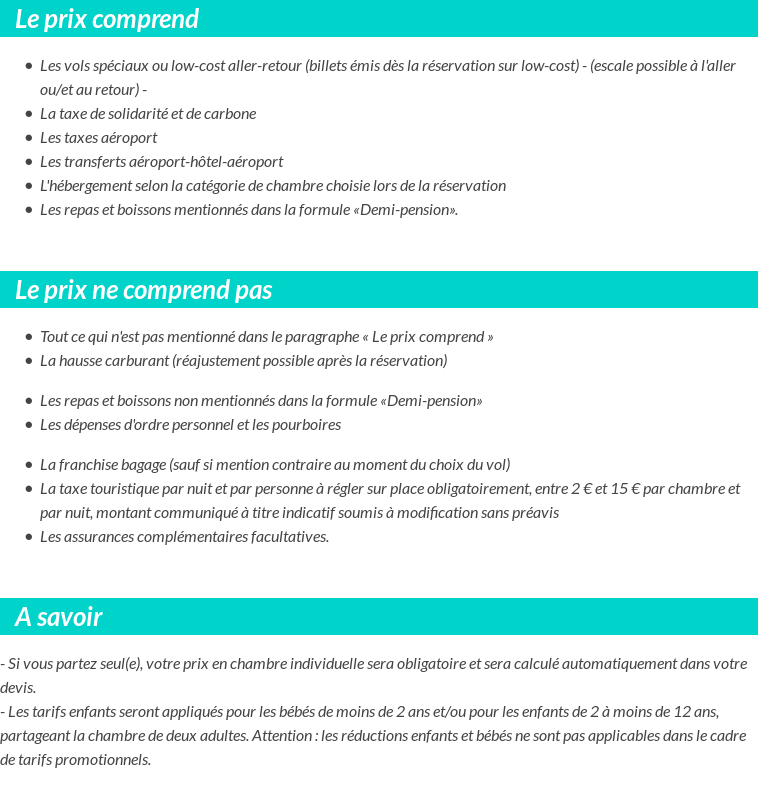 Conditions tarifaires