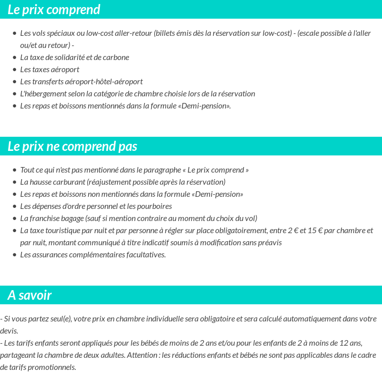 Conditions tarifaires