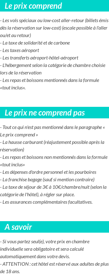 Conditions tarifaires
