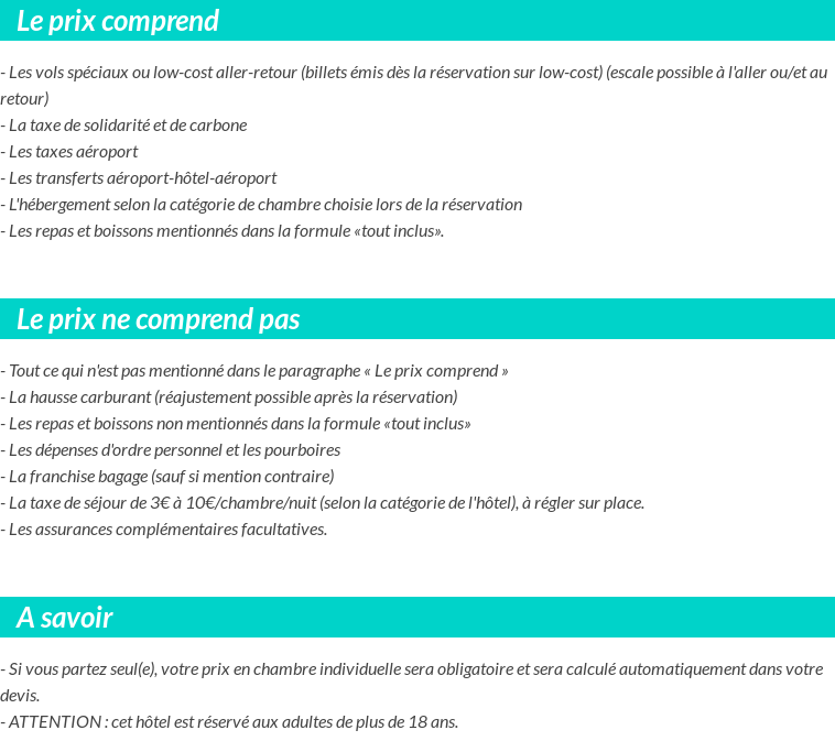 Conditions tarifaires