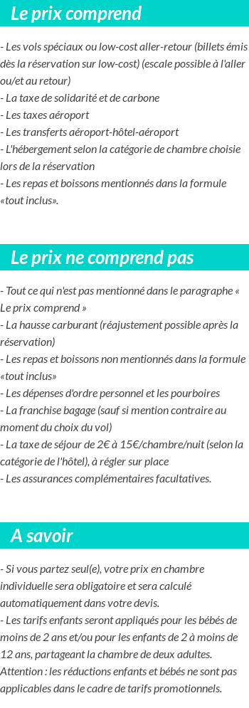 Conditions tarifaires