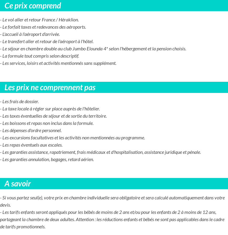 Conditions tarifaires