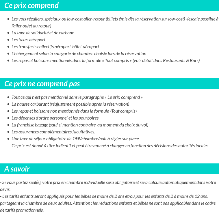 Conditions tarifaires
