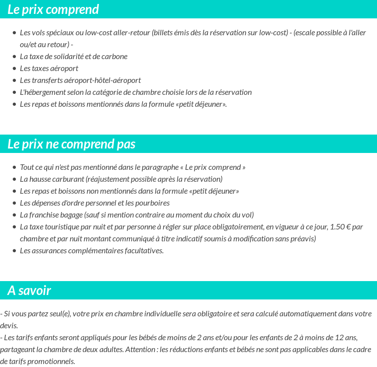 Conditions tarifaires