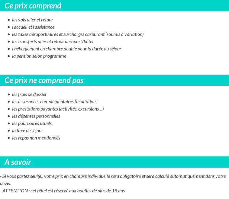 Conditions tarifaires