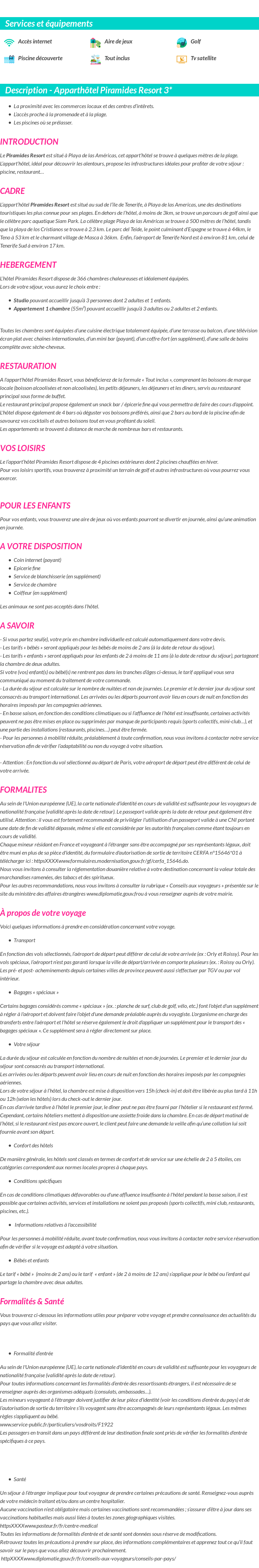 Détails du séjour