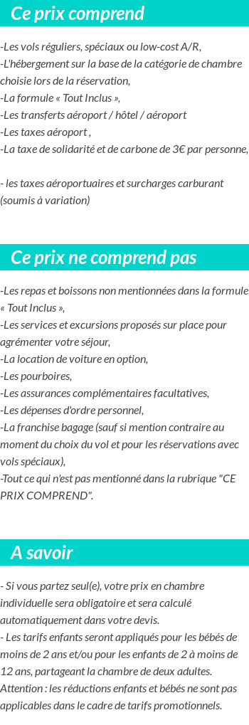 Conditions tarifaires