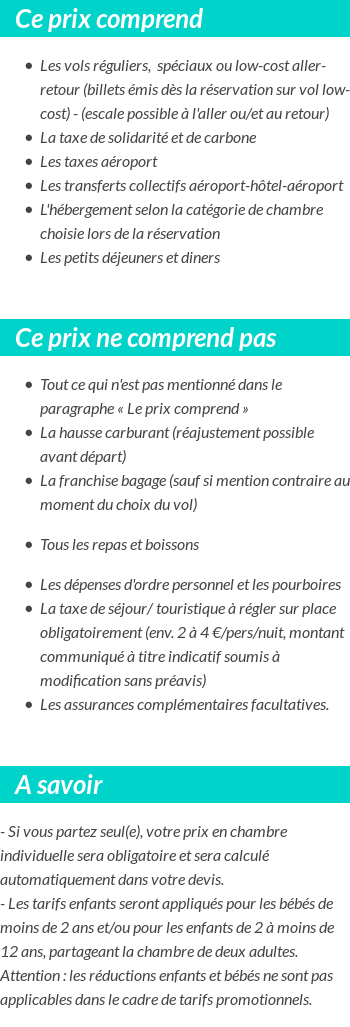 Conditions tarifaires