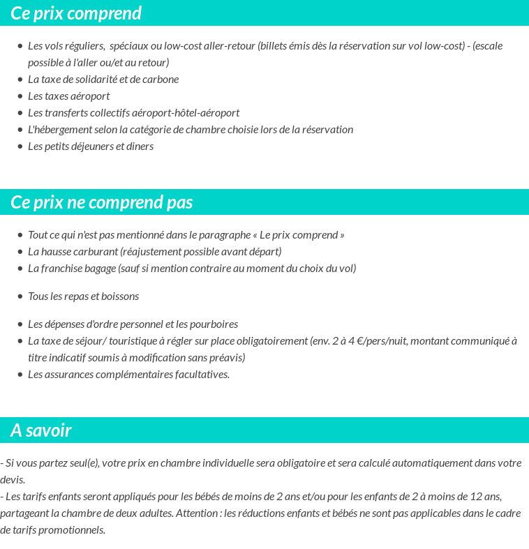 Conditions tarifaires