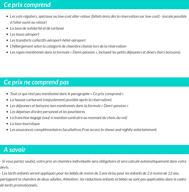 Conditions tarifaires