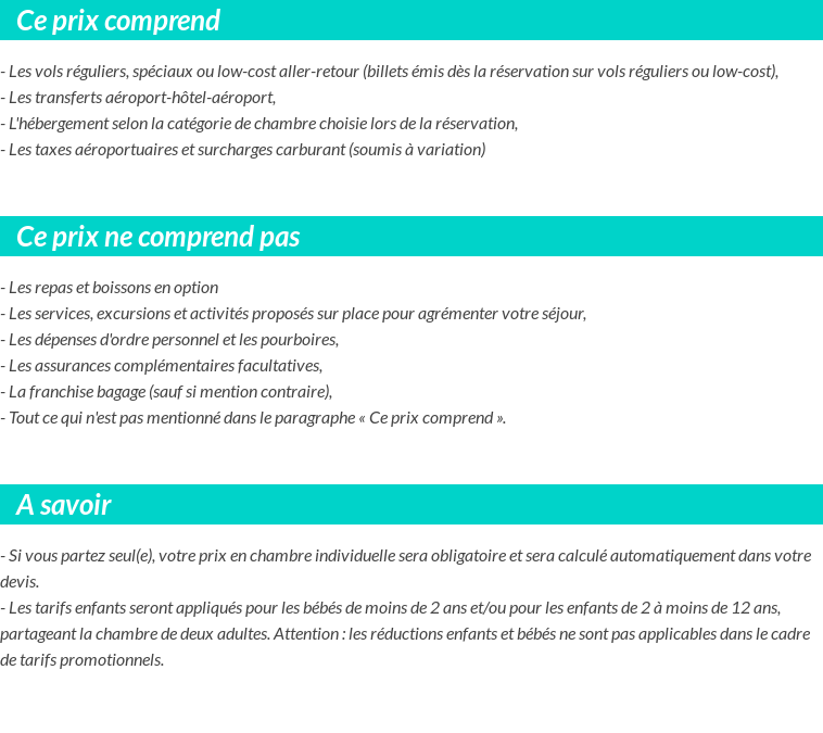 Conditions tarifaires