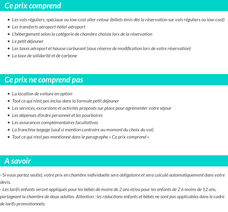 Conditions tarifaires