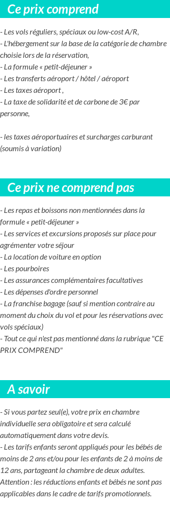 Conditions tarifaires