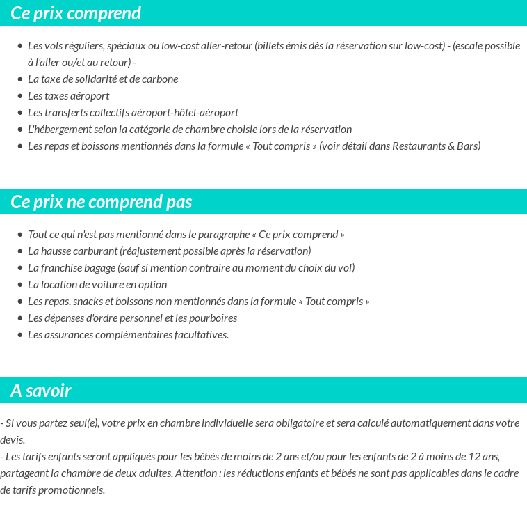 Conditions tarifaires