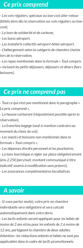 Conditions tarifaires