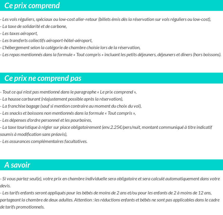 Conditions tarifaires
