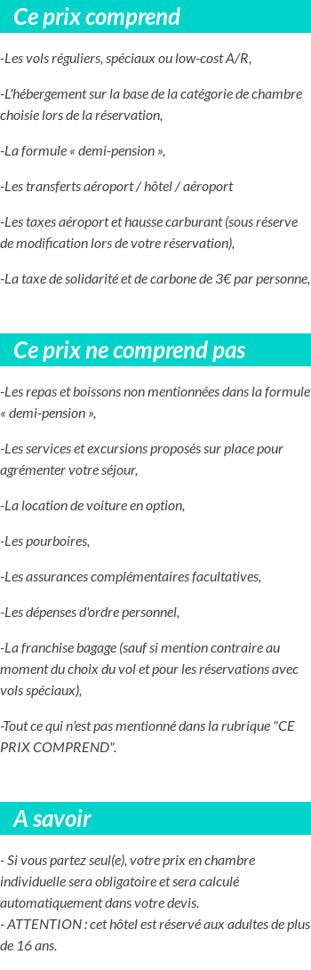 Conditions tarifaires