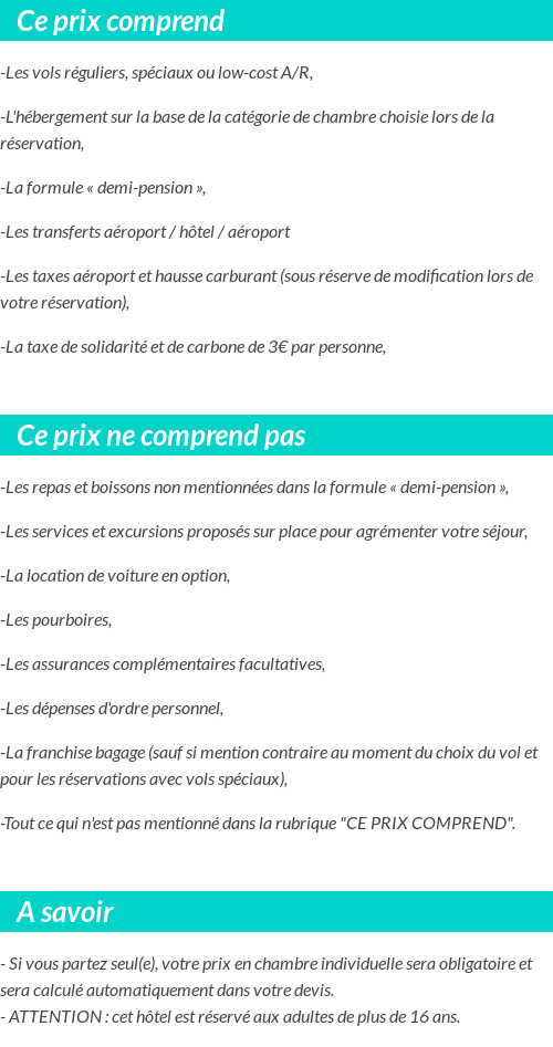 Conditions tarifaires
