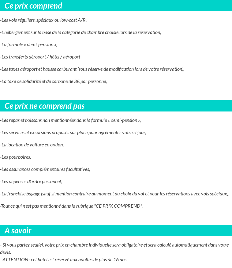 Conditions tarifaires